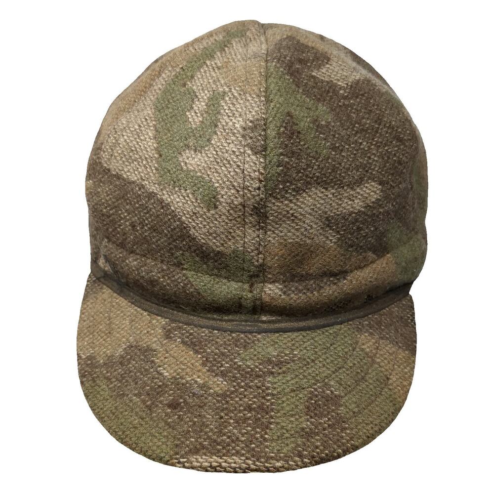 Stormy Kromer Baseball Cap Brown Camo 7 3/8 Wool Gore-Tex Made in USA Fitted Hat
